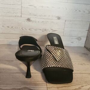 Prada Black Heels with Silver Rhinestones